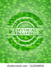 Physical Training green emblem with triangle mosaic background