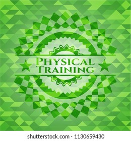 Physical Training green emblem with triangle mosaic background