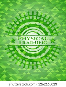 Physical Training green emblem with triangle mosaic background