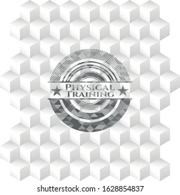 Physical Training grey badge with geometric cube white background