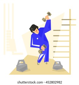 Physical training, man -  Vector Illustration