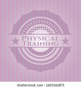 Physical Training retro style pink emblem. Vector Illustration. Detailed.