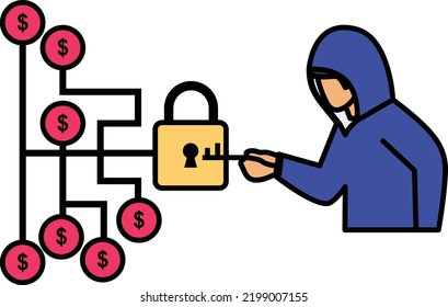 Physical Two-factor Authentication Key Vector Icon Design, White Collar Crime Symbol, Computer Crime Sign, Security Breakers Stock Illustration, Security Keys Hacking Concept