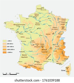 physical vector map of the French republic