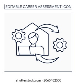 Physical Work Environment Line Icon. Layout And Location Of Workplace. Facilities In Workplace Used While Working.Career Assessment Concept. Isolated Vector Illustration. Editable Stroke