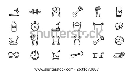 physical-exercise outline or line icon design bundle.
