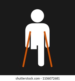 Physically Disabled Person Without Leg - Lower Limb Is Amputated And Removed After Injury And Traumatic Accident. Permanent Invalidity And Disability