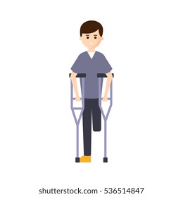 Physically Handicapped Person Living Full Happy Life With Disability Illustration With Smiling Man With Missing Leg