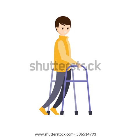 Physically Handicapped Person Living Full Happy Life With Disability Illustration With Smiling Man With Cerebral Paralysis