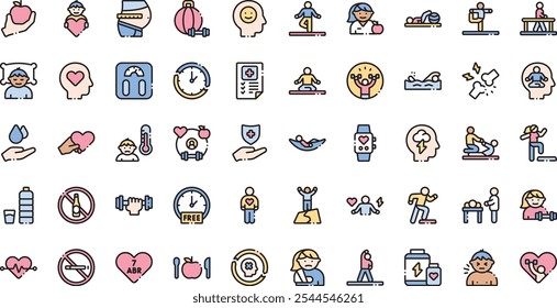 Iconos de bienestar físico .. Colección de iconos vectoriales de alta calidad con trazo editable. Ideal para Profesional y Proyectos Creativos.