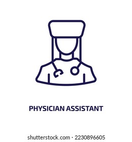 physician assistant icon from professions collection. Thin linear physician assistant, person, physician outline icon isolated on white background. Line vector physician assistant sign, symbol for web