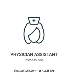 Physician assistant outline vector icon. Thin line black physician assistant icon, flat vector simple element illustration from editable professions concept isolated on white background