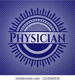 Physician badge with jean texture