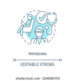 Physician blue concept icon. Medical practitioner. Chronic care management provider abstract idea thin line illustration. Isolated outline drawing. Editable stroke. Arial, Myriad Pro-Bold fonts used