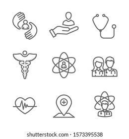 Physician Care Icon Set With The Medical, Patient, And Health Care, Etc