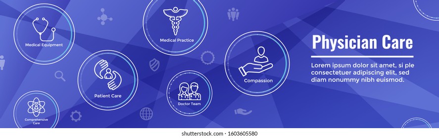 Physician Care Icon Set and Web Header Banner
