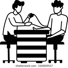 Physician checking blood Pressure Concept Vector Icon Design, Medical and Healthcare Scene Symbol, Diseases Diagnostics Sign, Doctor and Patient Characters Stock Illustration