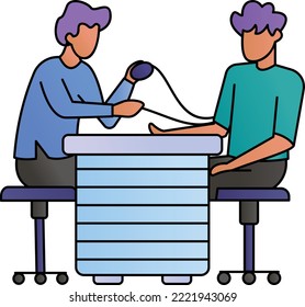 Médico que verifica la presión arterial Concepto Vector Color Icono Diseño, Símbolo Médico y Sanitario de Escena, Signo de Diagnóstico de Enfermedades, Médicos y Caracteres del Paciente Ilustración de Material