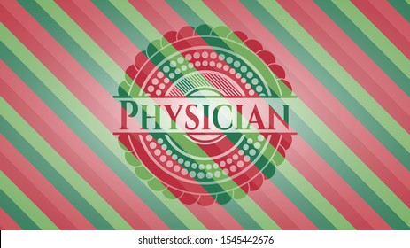 Physician christmas badge background. Vector Illustration. Detailed.