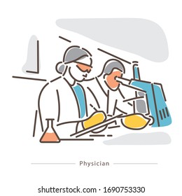 Physician, Doctor Lines Illustrations Vector 