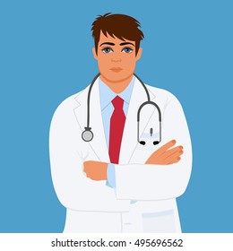 physician, doctor, male, vector illustration