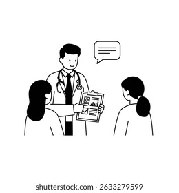 Physician Explaining Test Results to Patient on White Background Informative Dialogue
