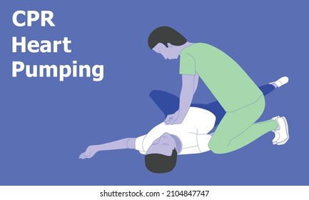 the physician green clothe heart pumping CPR the patient.vector illustration eps10