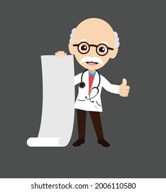 Physician Having Scroll List Flat Vector Cartoon Illustration