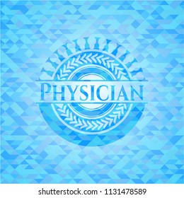 Physician light blue emblem with triangle mosaic background