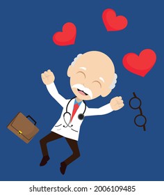 Physician in Love Flat Vector Cartoon Illustration