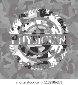 Physician on grey camouflage texture