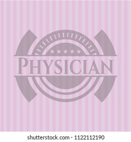 Physician pink emblem. Retro