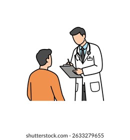 Médico Registrando Histórico Médico do Paciente sobre Fundo Branco Comprehensive Health Insight