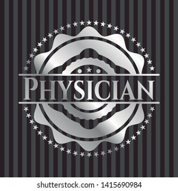 Physician silver badge. Vector Illustration. Mosaic.