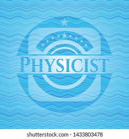 Physicist light blue water emblem background. Vector Illustration. Detailed.
