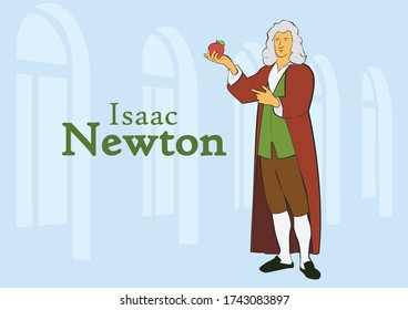 Physicist and mathematician Isaac Newton as a cartoon character. Science, math, physics, astronomy, philosophy, education.