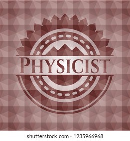 Physicist red seamless geometric badge.