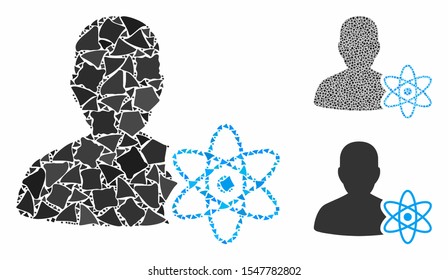 Physicist Science Composition Of Tuberous Items In Different Sizes And Color Hues, Based On Physicist Science Icon. Vector Ragged Parts Are United Into Composition.