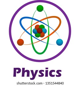 Physics atom vector icon. colored design. icon for notebook