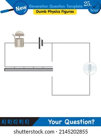 Physics, basic electric circuits, next generation question template, dumb physics figures, exam question, eps 