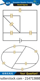 Physics, basic electric circuits, next generation question template, dumb physics figures, exam question, eps