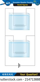 Physics, basic electric circuits, next generation question template, dumb physics figures, exam question, eps