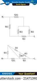 Physics, basic electric circuits, next generation question template, dumb physics figures, exam question, eps