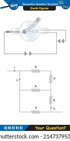 Physics, basic electric circuits, next generation question template, dumb physics figures, exam question, eps