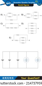 Physics, basic electric circuits, next generation question template, dumb physics figures, exam question, eps