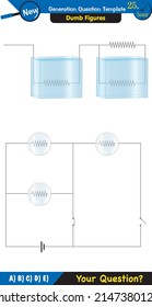 Physics, basic electric circuits, next generation question template, dumb physics figures, exam question, eps