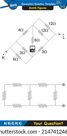 Physics, basic electric circuits, next generation question template, dumb physics figures, exam question, eps