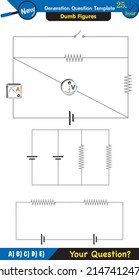 Physics, basic electric circuits, next generation question template, dumb physics figures, exam question, eps