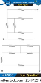 Physics, basic electric circuits, next generation question template, dumb physics figures, exam question, eps