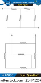 Physics, basic electric circuits, next generation question template, dumb physics figures, exam question, eps